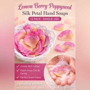 Lemon Berry Poppyseed Silk Petal Hand Soaps- 12 Pack Single Use Soap Petals